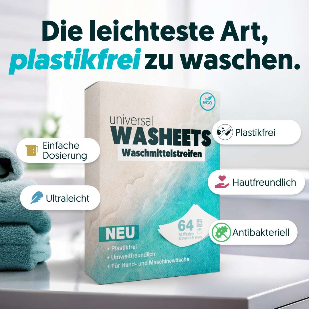 Nachhaltige Waschmittelstreifen - für 64 Wäschen